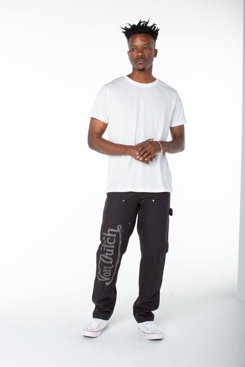 Double Front Straight Leg Carpenter Pants, Alternate, color, BLACK SOOT