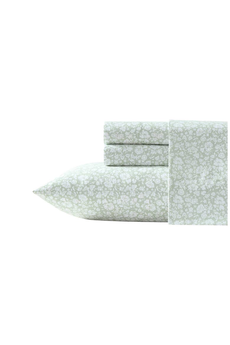 Heirloom Ditsy 200 Thread Count Cotton Percale Sheet Set, Main, color, GREEN