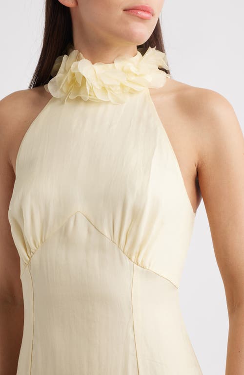 Sonya Moda Noelle Floral Collar Sleeveless Gown In Yellow