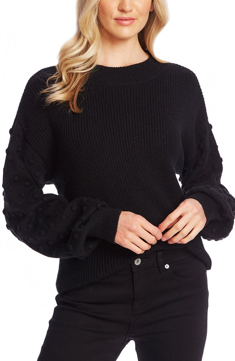 CeCe Puff Sleeve Bobble Ribbed Sweater, Main, color,