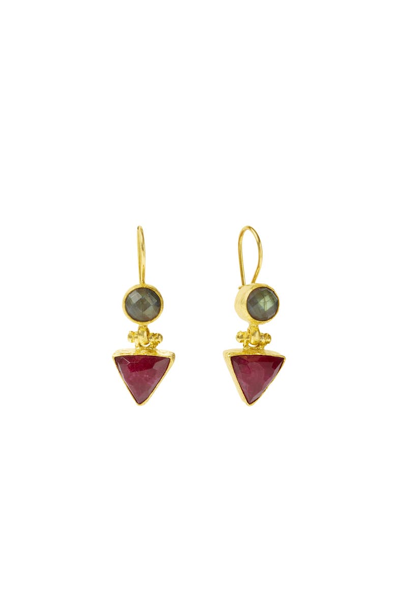 Ottoman Hands Hydra Drop Earrings, Main, color, Brass