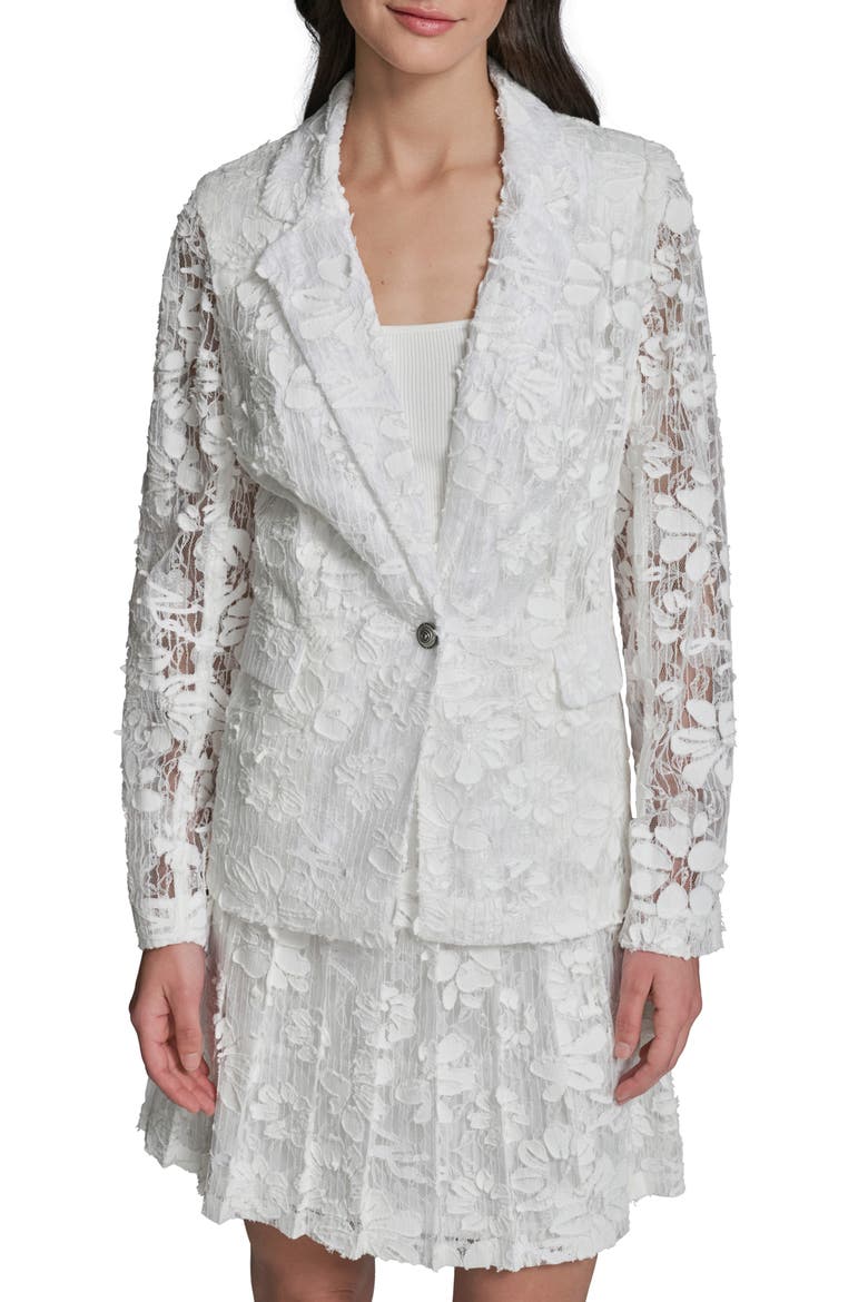 All Over Lace Blazer, Main, color, SOFT WHITE