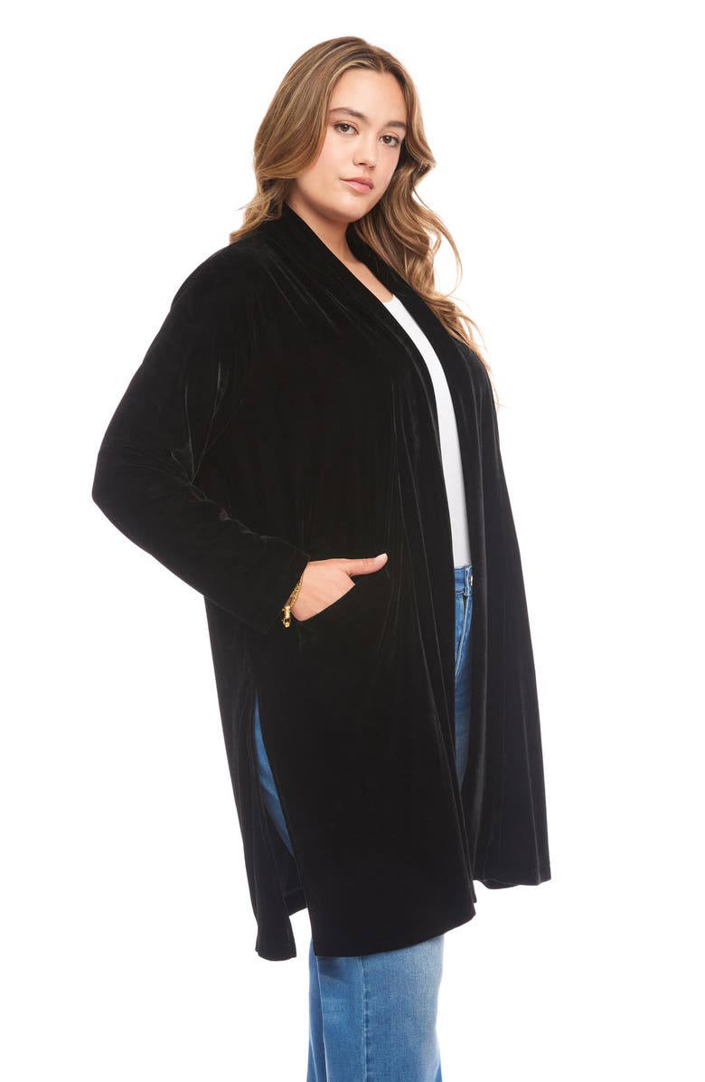 Karen Kane Velvet Duster, Alternate, color, Black