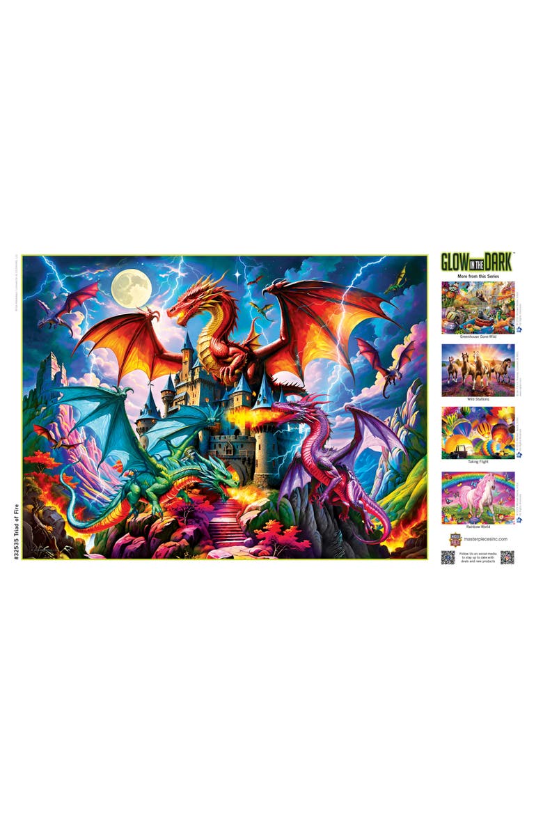Triad of Fire 300 Piece Glow Puzzle, Alternate, color, Multicolor