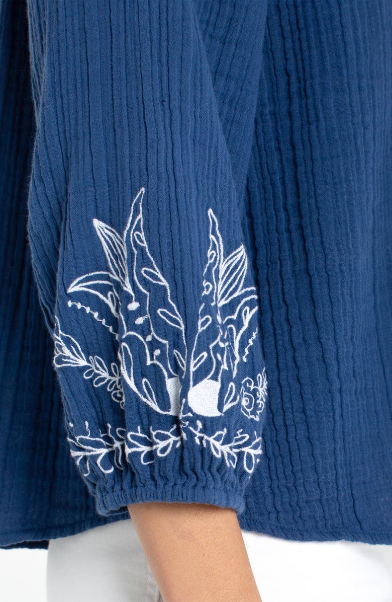 Liverpool Los Angeles Embroidered Gauze Top, Alternate, color, Liberty Blue