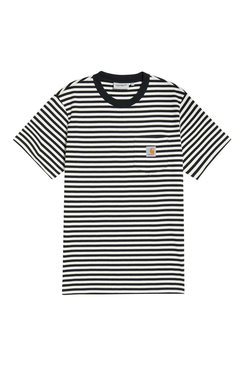Ezra Stripe Pocket T-Shirt, Main, color, BLACK/WAX