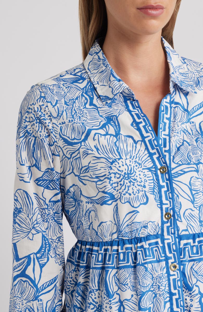 Lilly Pulitzer<sup>®</sup> Angie Long Sleeve Tiered Cotton Shirtdress, Alternate, color, Coconut Unforgettable