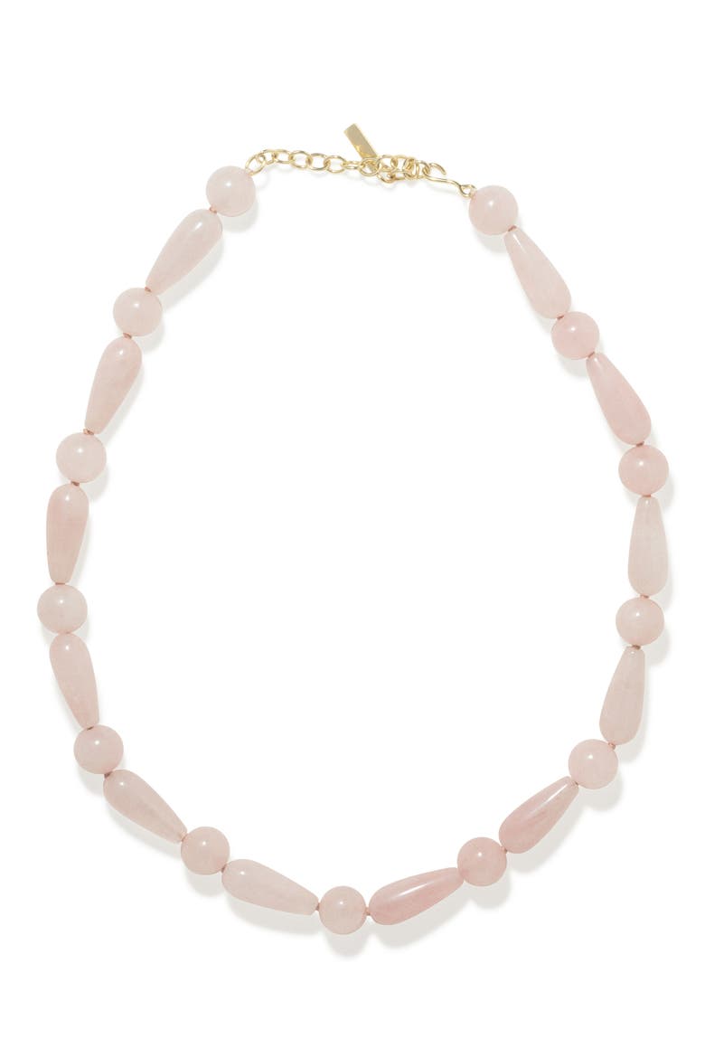 The Depths of Time Chalcedony Beaded Necklace, Main, color, PINK 18CT GOLD PLATED
