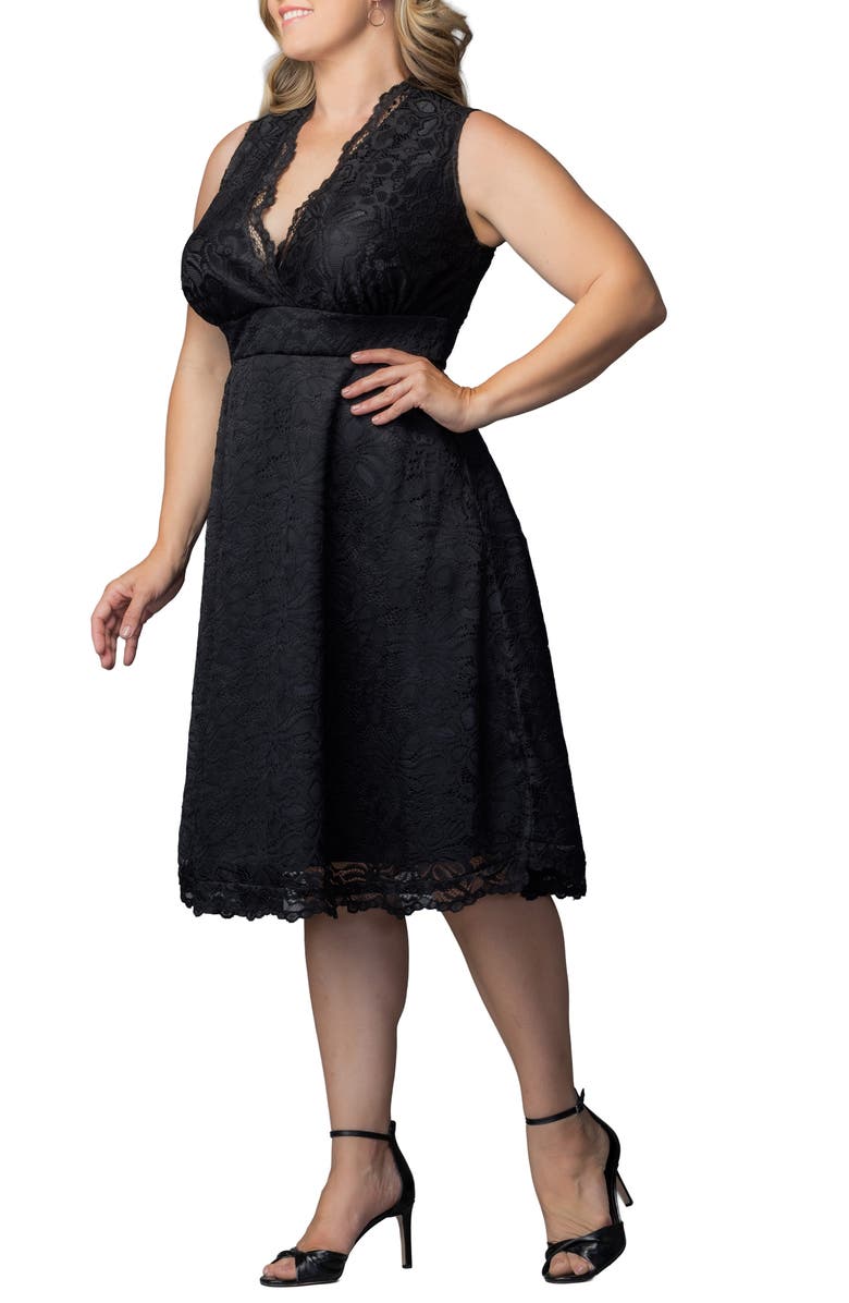 Kiyonna Pinup Boudour Lace Cocktail Dress, Alternate, color, Onyx