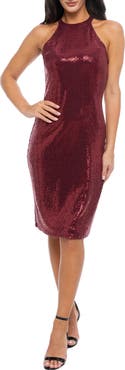 bebe Disco Dot Halter Neck Body-Con Dress