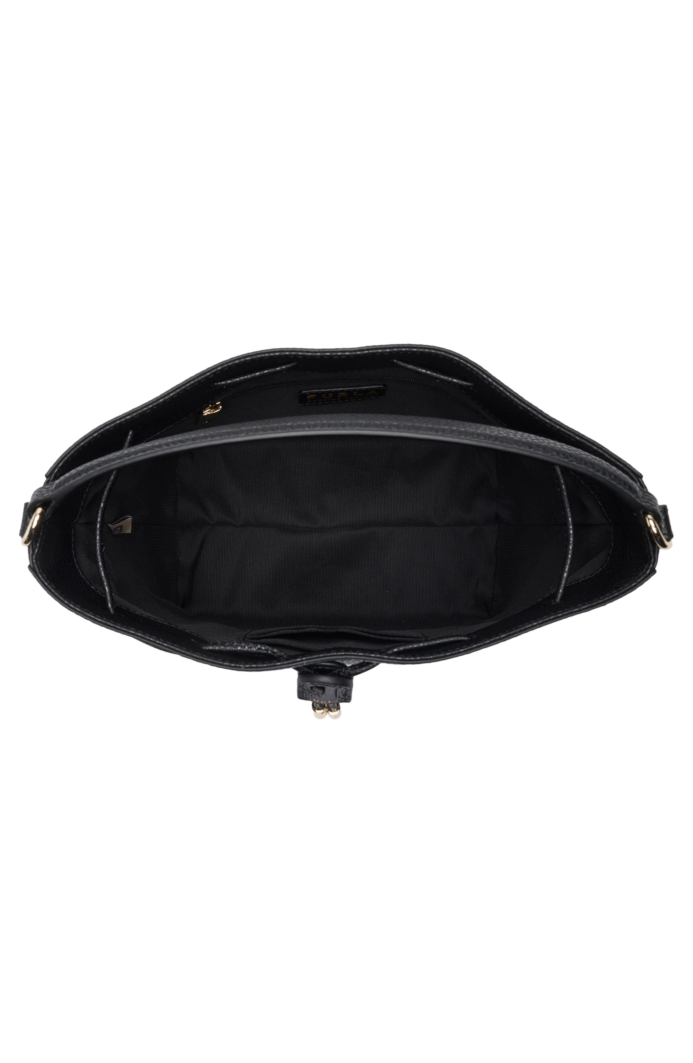 Furla Atena Leather Bucket Bag, Alternate, color, Nero