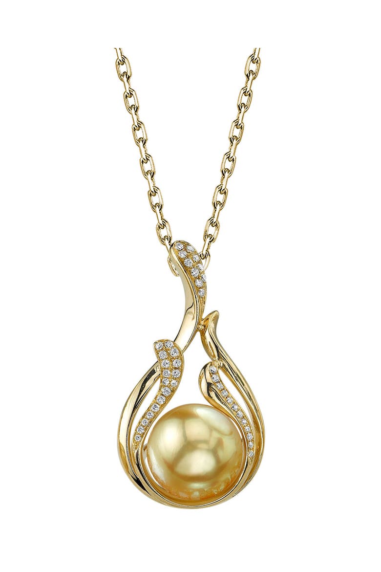Golden South Sea Pearl & Diamond Layla Pendant, Main, color, Golden Pearl