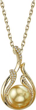 The Pearl Source Golden South Sea Pearl & Diamond Layla Pendant