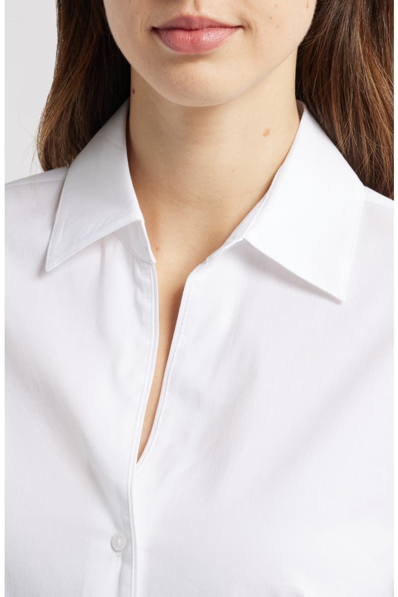 Cotton Blend Poplin Button-Up Shirt, Alternate, color, BRIGHT WHITE