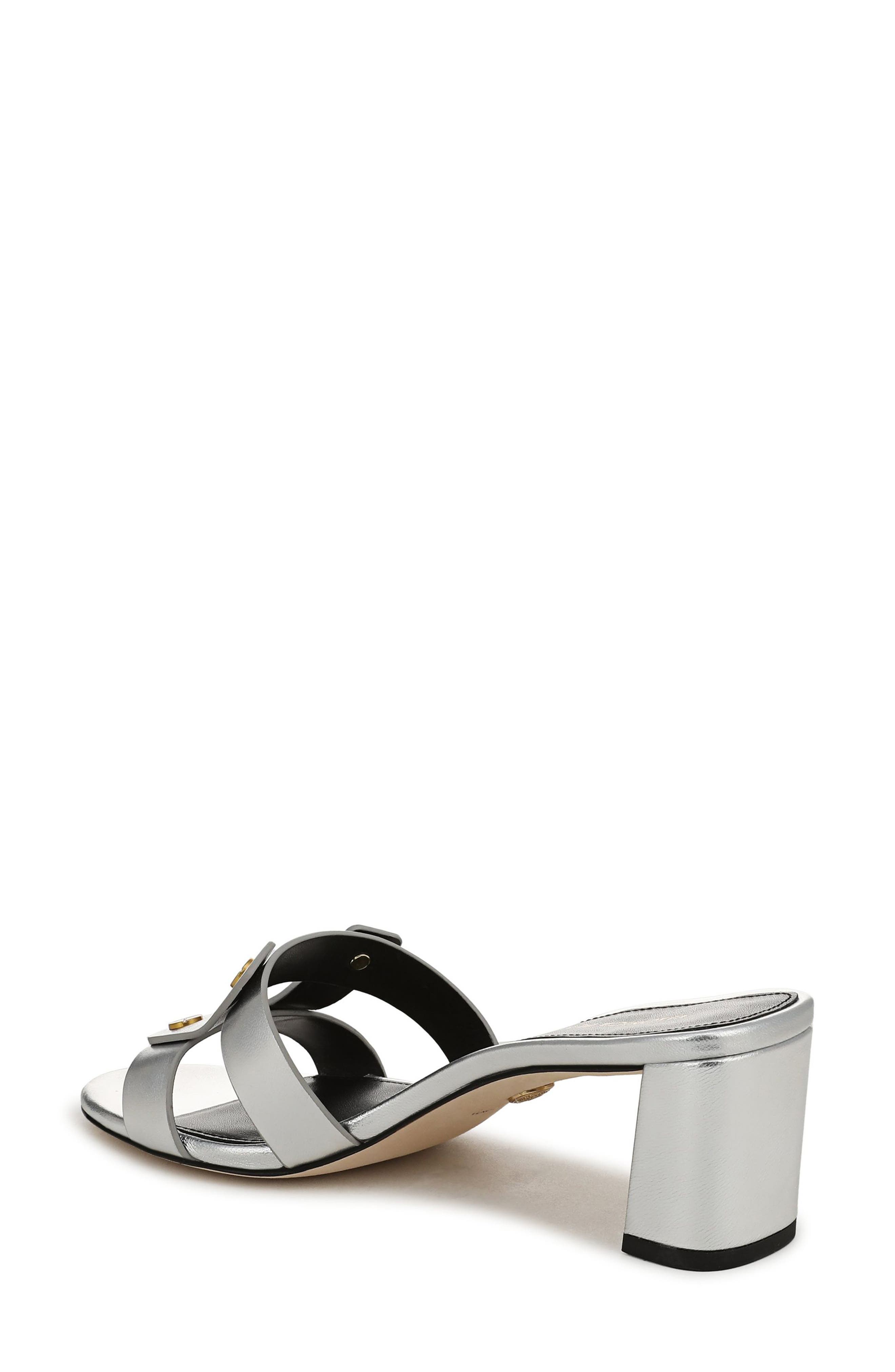 Veronica Beard Via Embossed Slide Sandal, Alternate, color, Silver