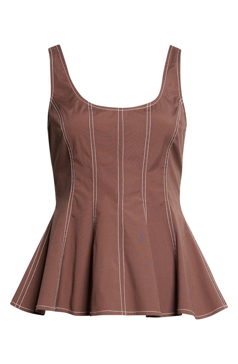 Veronica Beard Charlie Peplum Tank, Main, color, Dark Mocha