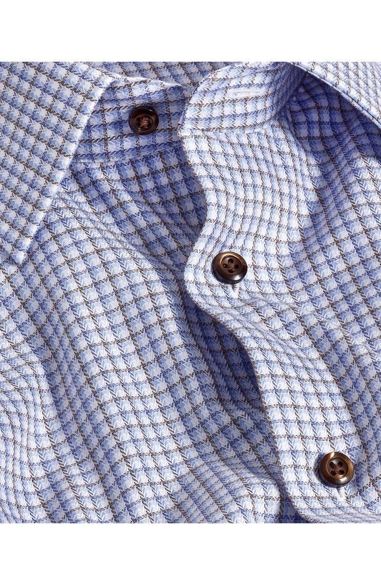 David Donahue Regular Fit Check Print Cotton Dress Shirt, Alternate, color, Blue/ Chocolate