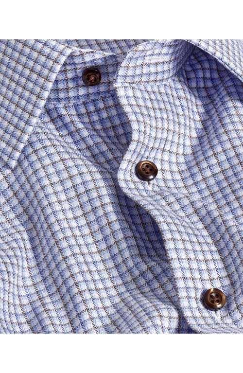 David Donahue Regular Fit Check Print Cotton Dress Shirt In Blue