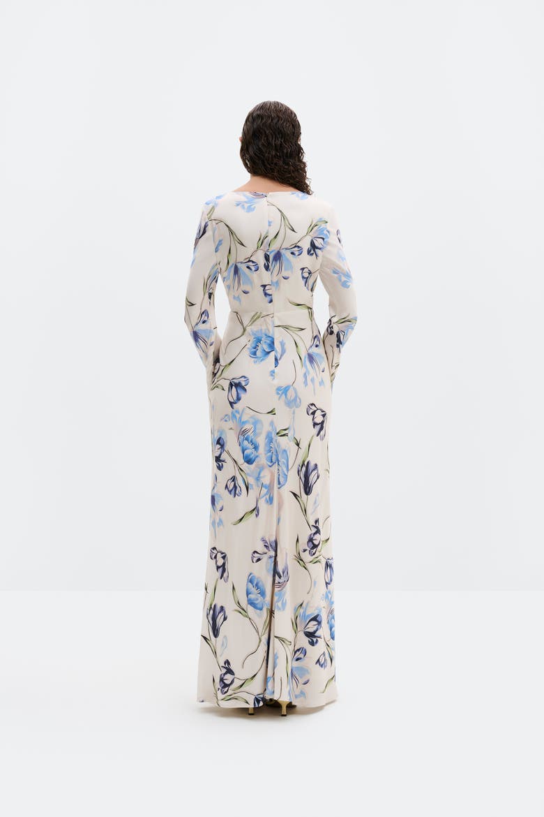 Carolina Flared Sleeve Satin Maxi Dress, Alternate, color, Tulip Blue