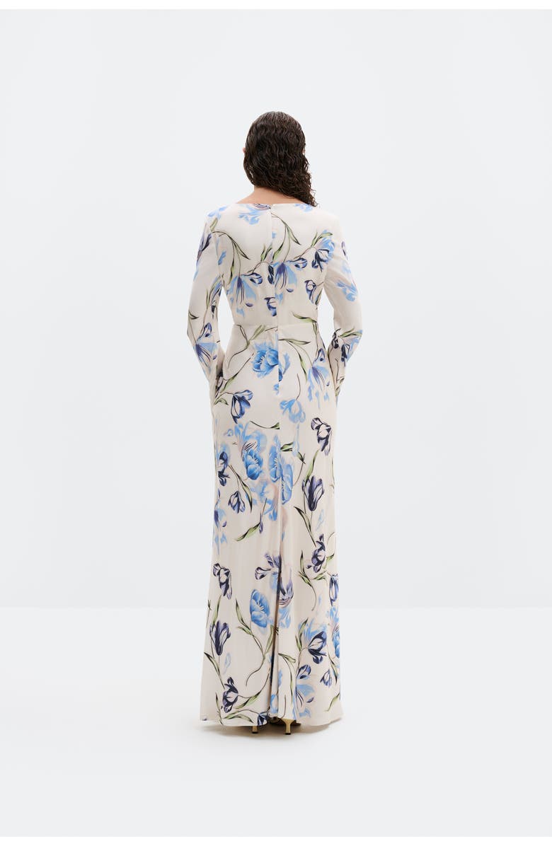 Malina Carolina Flared Sleeve Satin Maxi Dress, Alternate, color, Tulip Blue