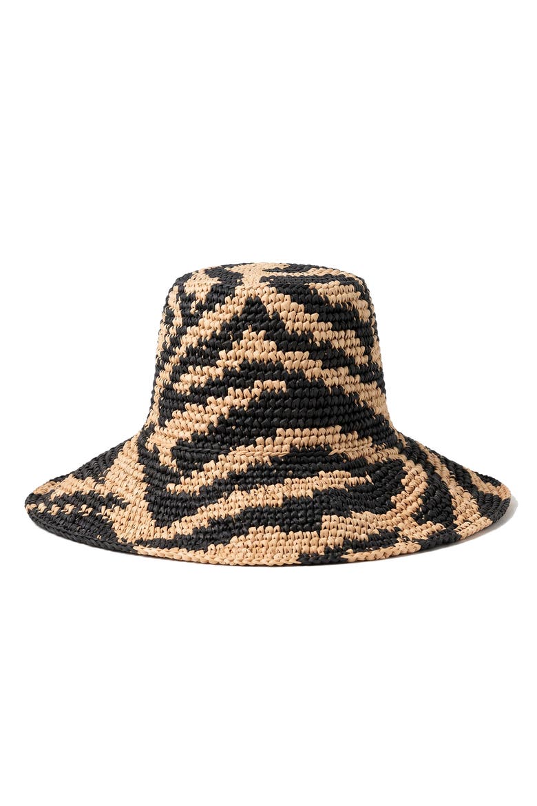 The Zenda Wide Brim Raffia Rancher Hat, Main, color, Black