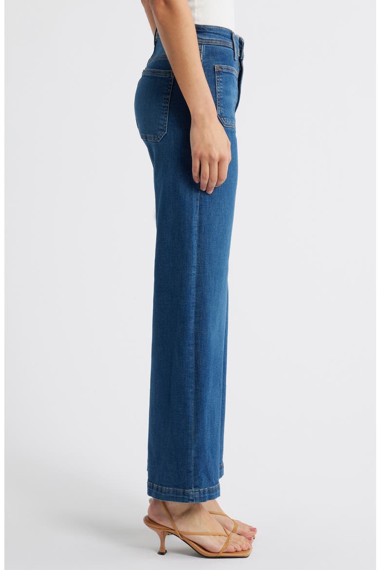 Paloma Marine Patch Pocket High Waist Wide Leg Jeans, Alternate, color, MID SHADED FLEX BLUE