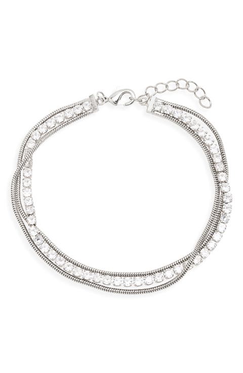 Cubic Zirconia Layered Chain Bracelet