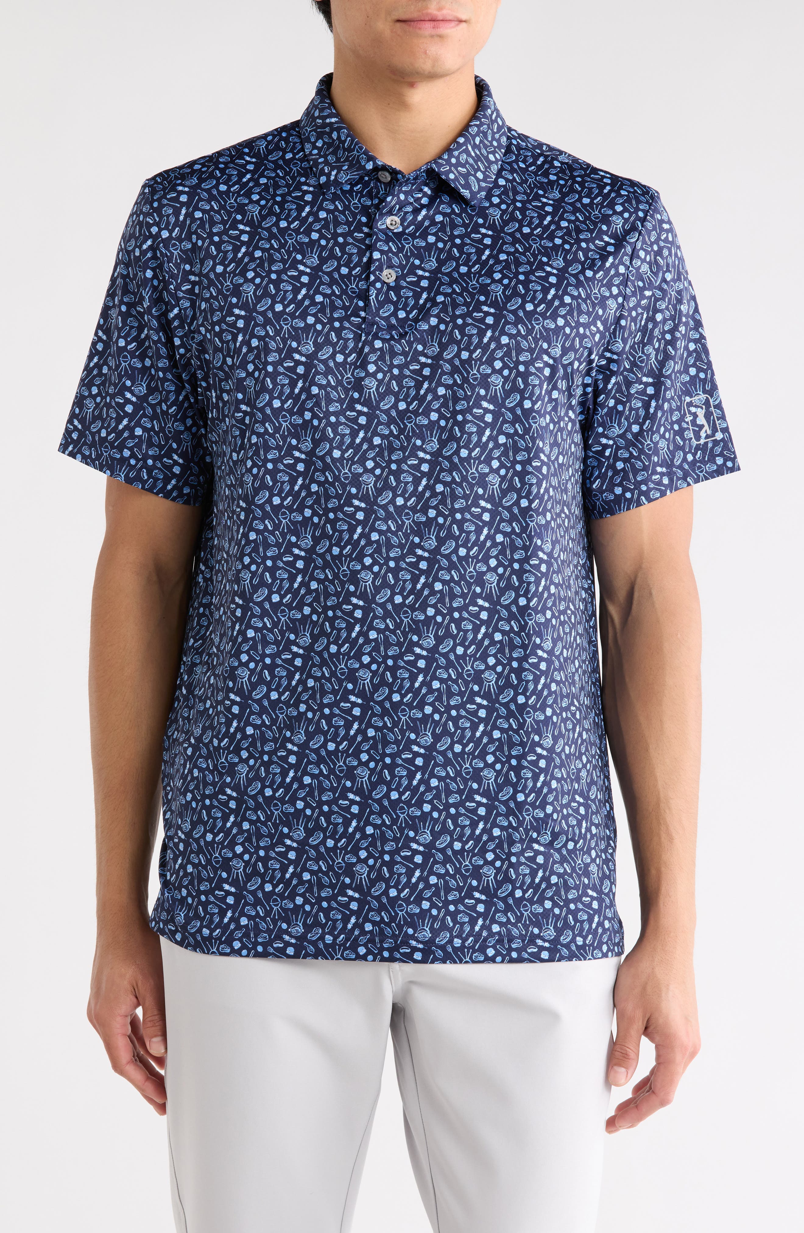 PGA TOUR Short Sleeve BBQ Printed Polo