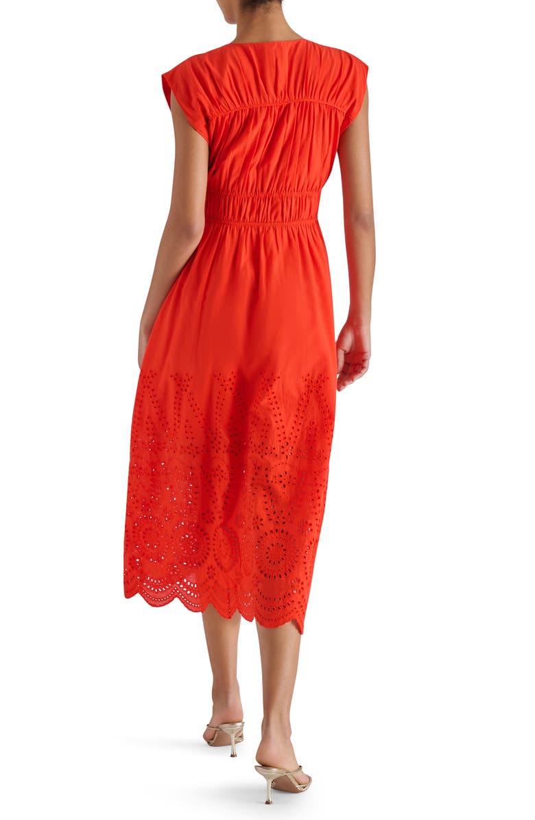 Steve Madden Clementina Eyelet Cotton Midi Dress, Alternate, color, Orange