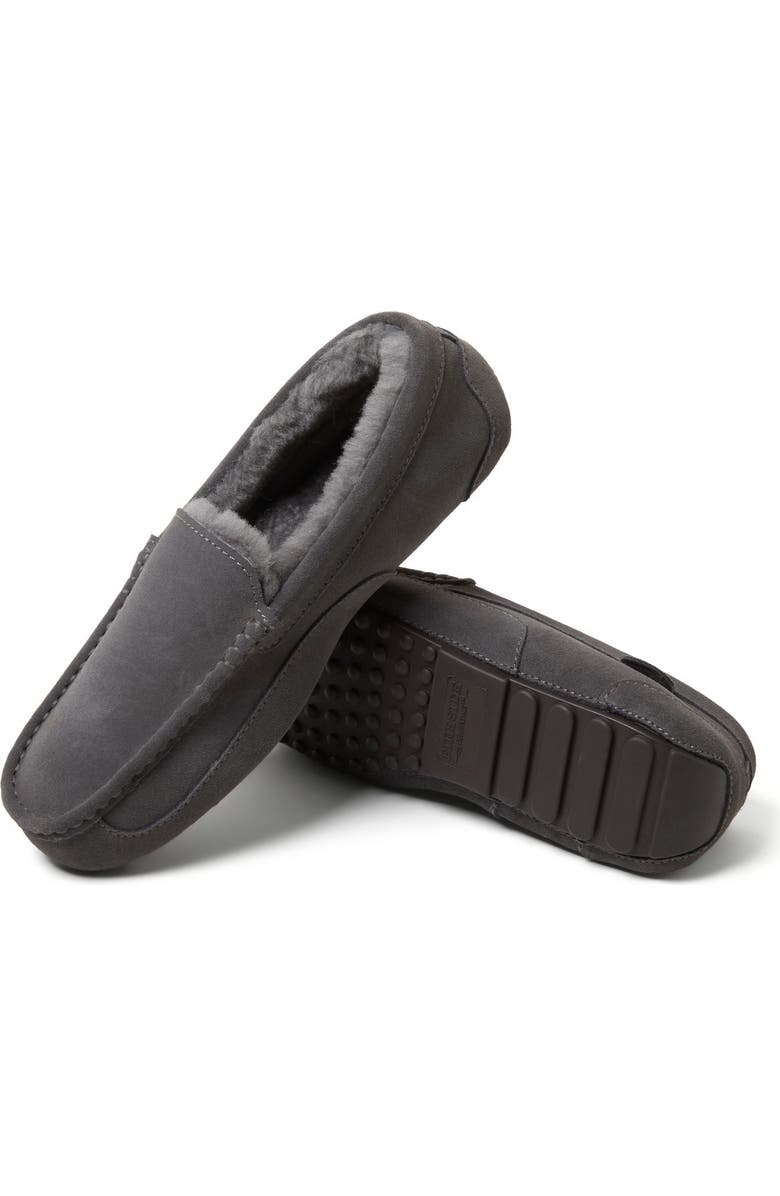 DEARFOAMS Fireside Melbourne Genuine Shearling Moccasin Slipper, Alternate, color, Grey Solid