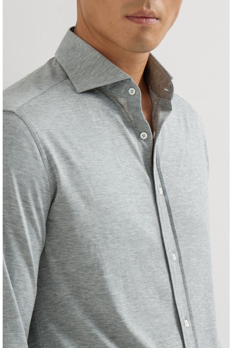 Silk and cotton lightweight jersey shirt with spead collar, Alternate, color, Grey