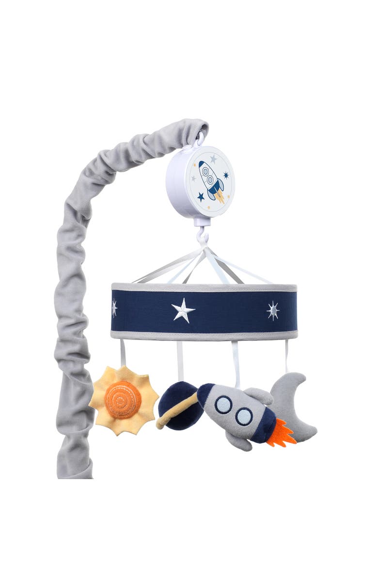 Lambs & Ivy Milky Way Celestial Space with Rocket and Planets Musical Baby Crib Mobile, Main, color, Blue