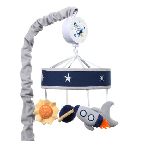 Milky Way Celestial Space with Rocket and Planets Musical Baby Crib Mobile