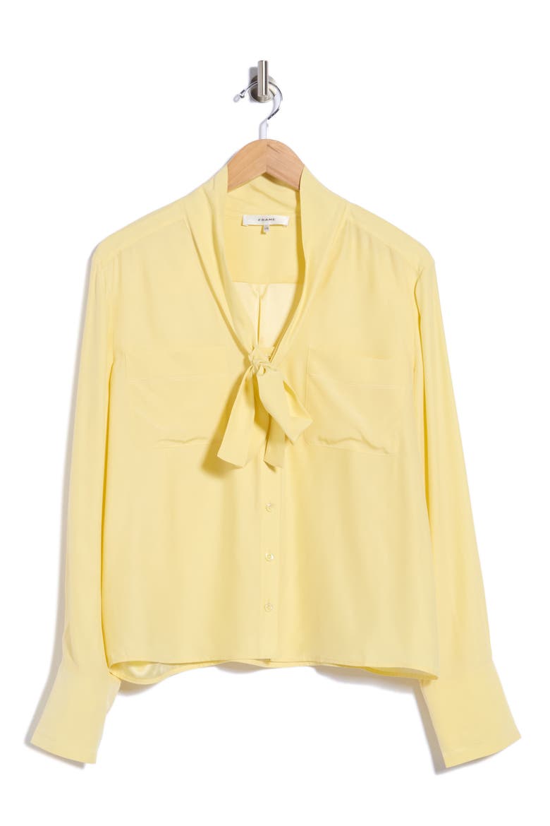 The Silk Modern Tie Blouse, Main, color, BUTTER