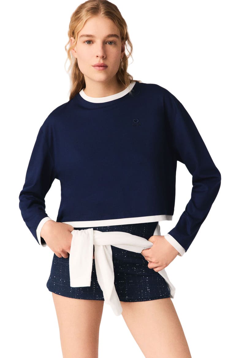 Layered-effect T-shirt, Main, color, Navy