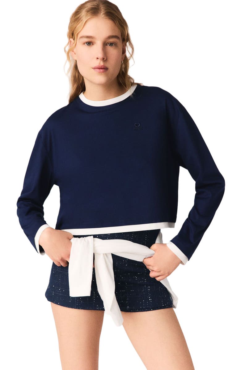 maje Layered-effect T-shirt, Main, color, Navy