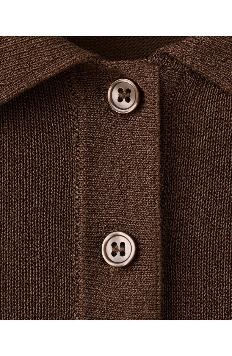 MANGO Short Sleeve Jersey Polo Sweater, Alternate, color, Chocolate