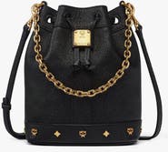 MCM Mini Pina Drawstring Bag in Studded Calfskin
