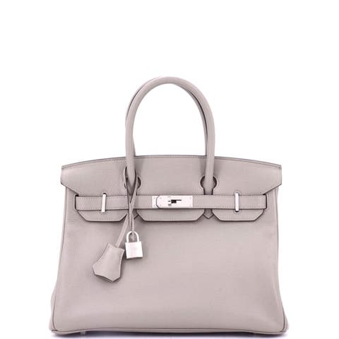 Birkin Handbag Grey Novillo with Palladium Hardware 30
