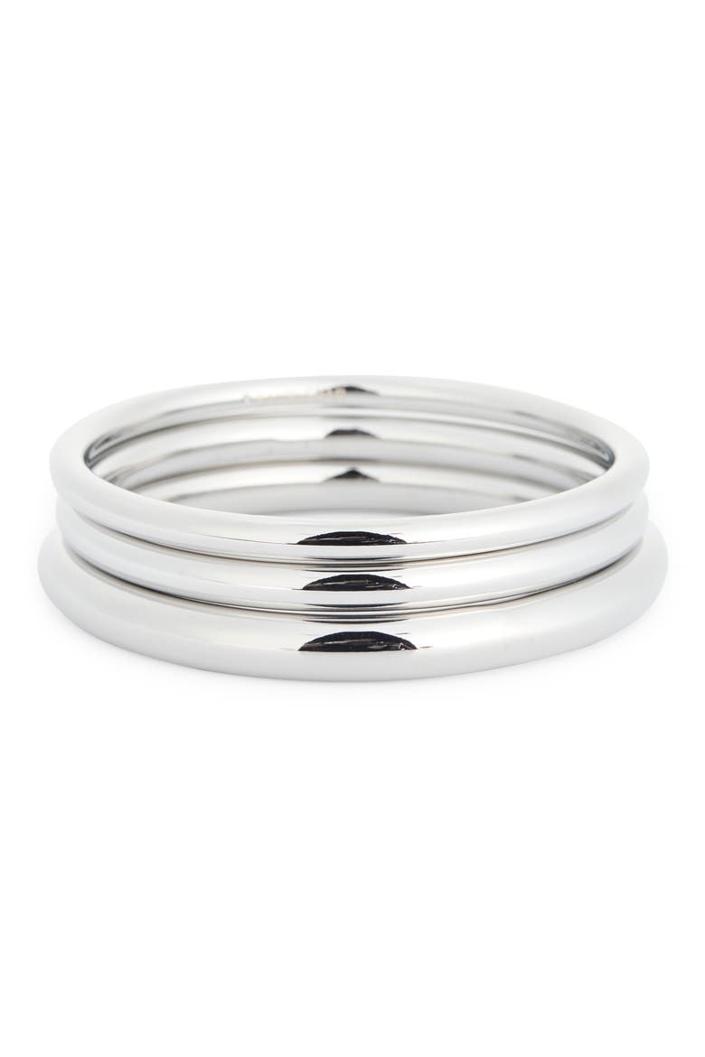 Better With Bangles Set of 3 Bracelets, Main, color, SILVER
