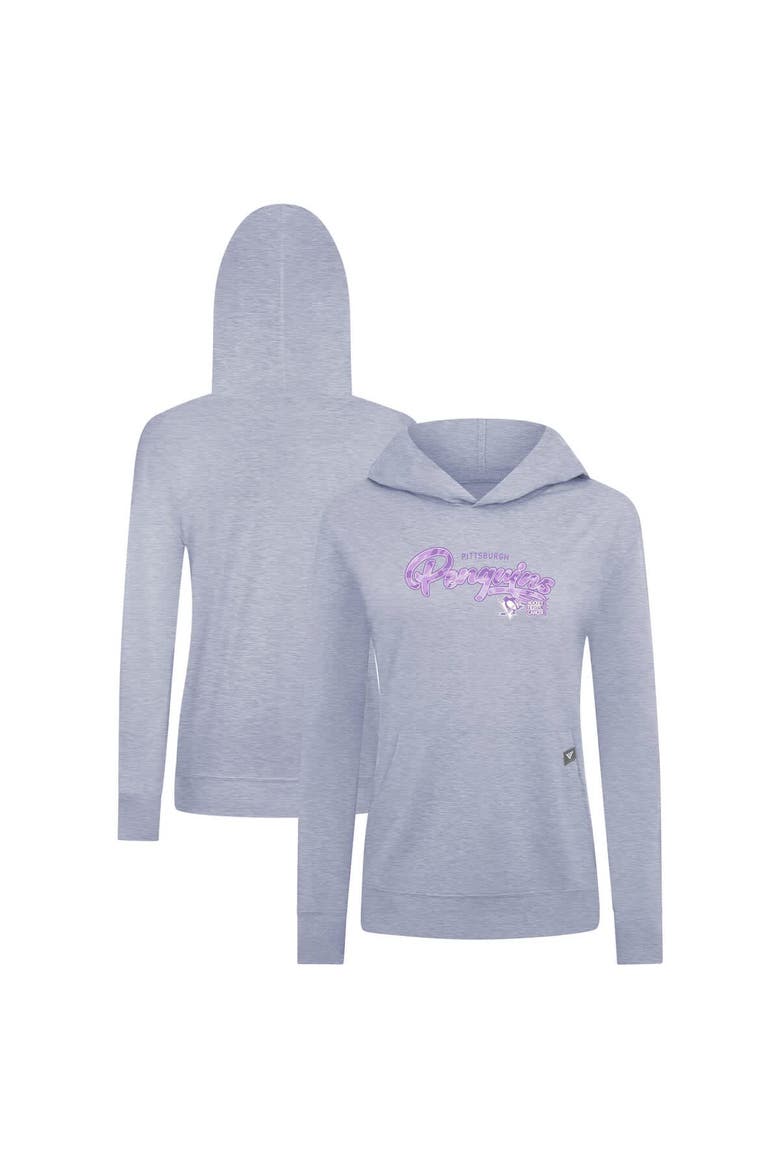 Women's Levelwear  Heather Gray Pittsburgh Penguins Hockey Fights Cancer Relay Pullover Hoodie, Main, color, Heather Gray