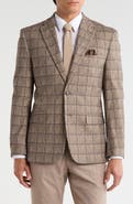 Duchamp Slim Fit Plaid Stretch Knit Sport Coat
