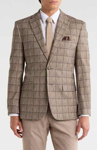 Slim Fit Plaid Stretch Knit Sport Coat