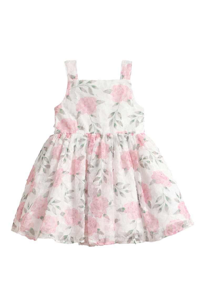 Kids' Emily Print Soutache Party Dress, Main, color, WHITE/ ROSE