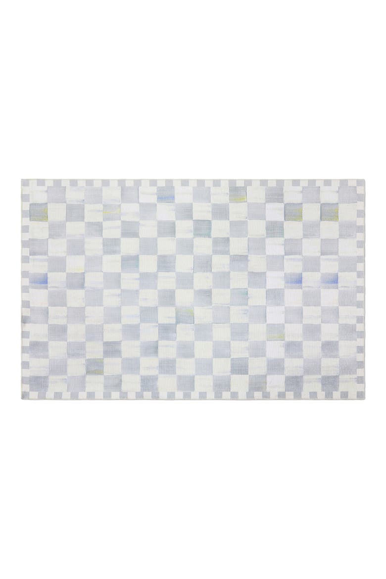 Sterling Check Washable Rug, Main, color, STERLING