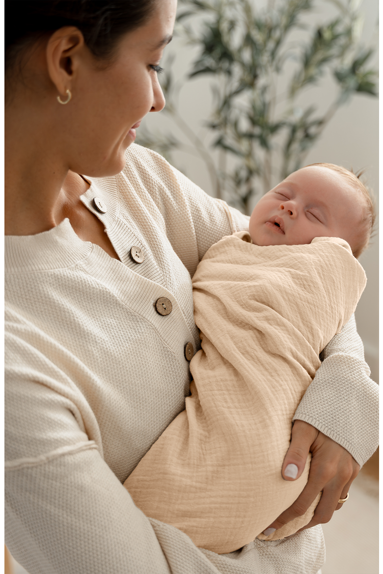 100% Cotton Muslin Swaddle Blankets Pack of 3, Alternate, color, Cream, Blush, Mauve