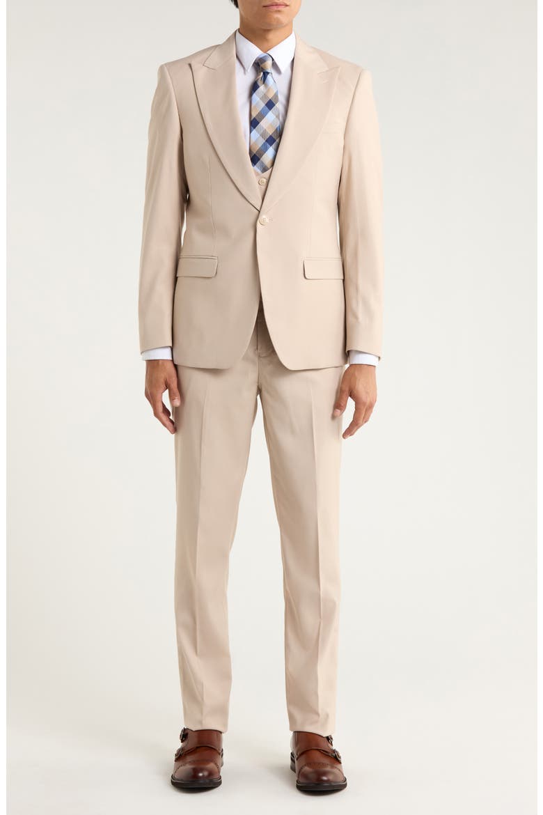 Stretch 3-Piece Suit, Main, color, MID TAN
