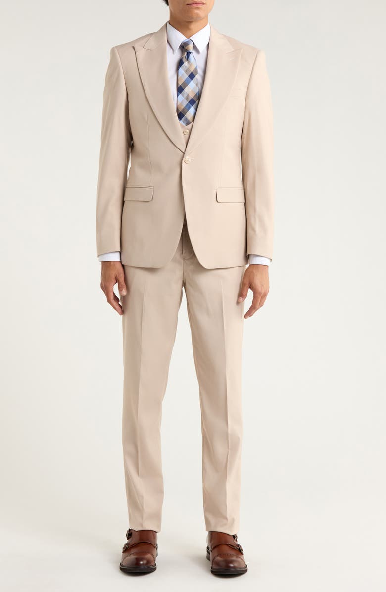 ZEGARIE Stretch 3-Piece Suit, Main, color, Mid Tan