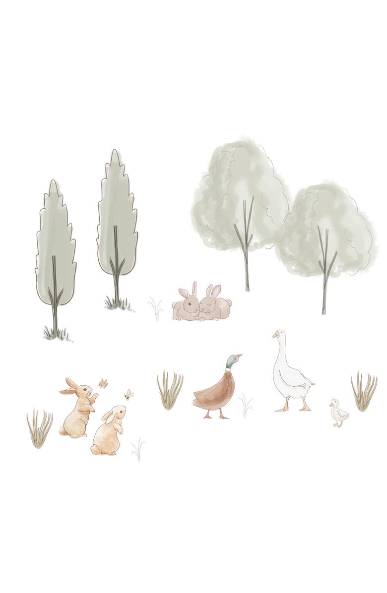 Lambs & Ivy Signature Bunny Hop Woodland Trees/Duck Wall Decals/Stickers, Main, color, Multicolor