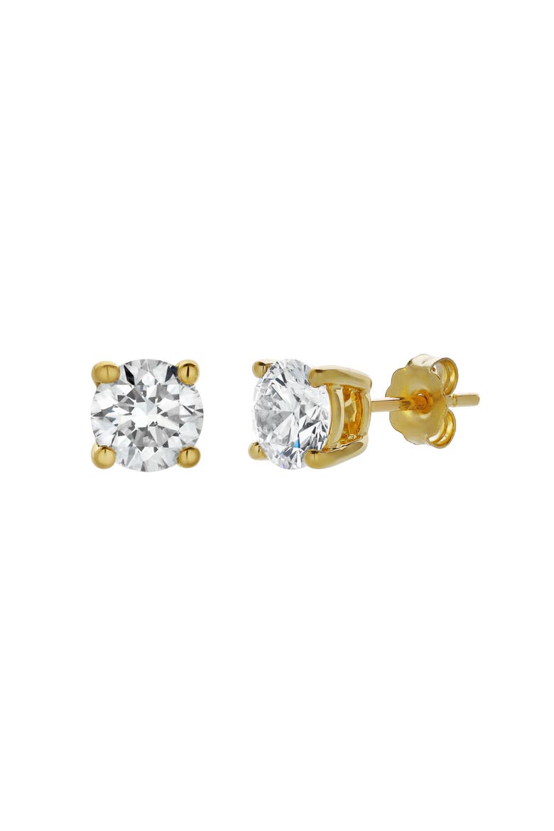 Akna 14K Gold Lab Grown Round Solitaire Diamond Earrings - 1.5 Cts, Main, color, 14K Yellow Gold